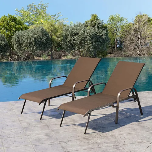 Vista 13 de Juego de 2 sillas de piscina para exteriores, con reposabrazos (beige)