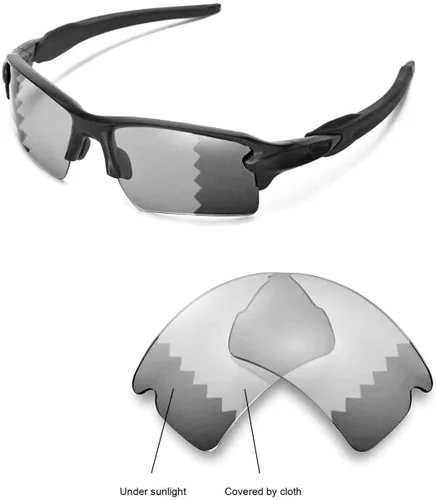 Vista 2 de Walleva Lentes de repuesto polarizadas de transición/fotocrómicas para gafas Oakley Flak 2.0 XL (Serie OO9188)