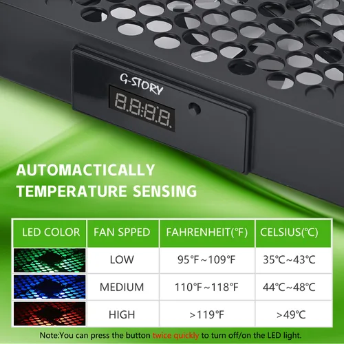 Vista 5 de G-STORY Cooling Fan for Xbox Series X with Automatic Fan Speed Adjustable by Temperature, LED Display, High Performance Cooling, Low Noise, 3 Speed