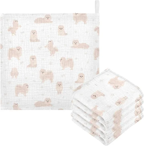 Vista 41 de Toallas de algodón para bebé, toallas de baño unisex para recién nacidos, toallitas naturales para piel delicada, 11.8 x 11.8 pulgadas, paquete de 5