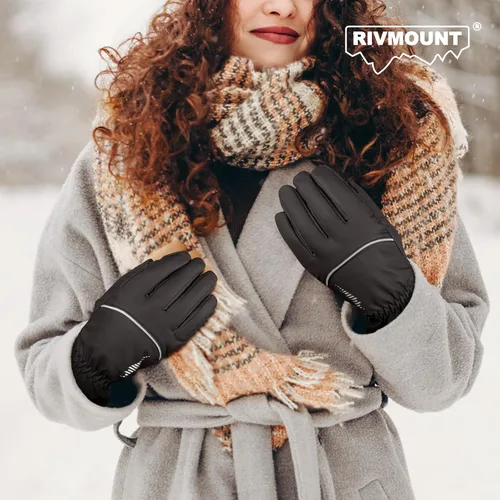 Vista 6 de rivmount Guantes de invierno para mujeres y hombres, guantes térmicos de esquí para clima frío con cálidos, impermeables, pantalla táctil