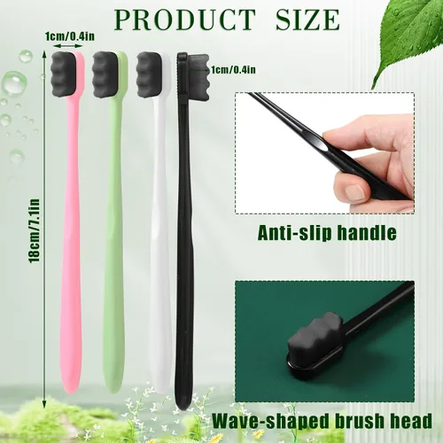 Vista 2 de Pinkunn 36 cepillos de dientes suaves micro nano a granel 20.000 nanofibra cepillo de dientes para dientes sensibles, adultos, familia, invitados