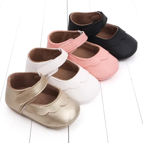 Vista 6 de Infant Baby Girls Mary Jane Shoes Non-Slip Rubber Sole Ballet Slippers Princess Dress Wedding Shoes Newborn Crib Shoes