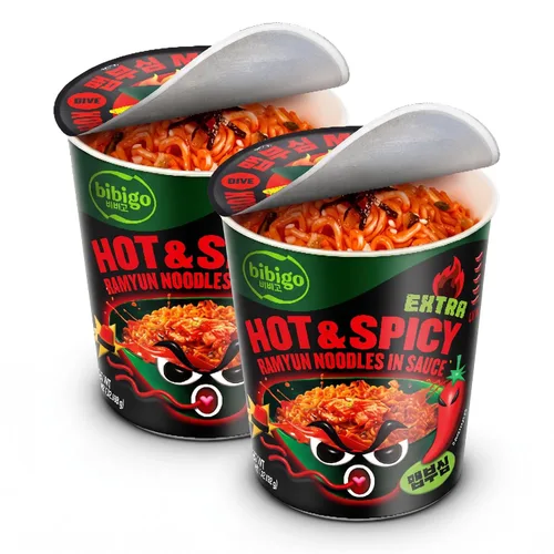 Vista 2 de Bibigo Ramyun Ramen - Fideos Ramen, picantes y picantes, 3.45 onzas (paquete de 1)