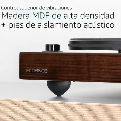 Vista 4 de Fluance RT82 - Tocadiscos de vinilo de alta fidelidad de referencia con cartucho Ortofon OM10, motor de control de velocidad, zócalo de madera MDF