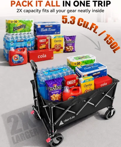 Vista 2 de Hikenture Carros de carros plegables 330LBS, carro plegable resistente