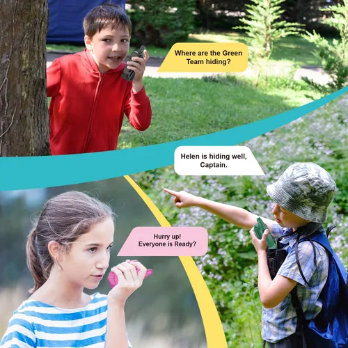 Vista 4 de Walkie Talkies para niños, 22 canales de largo alcance Walkie Talkies para niños y niñas de 4 a 12, juguete de radio de 2 vías, juguetes