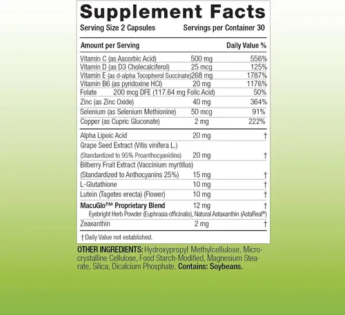 Vista 3 de EyeScience Macular Health Beyond AREDS2 Formula, vitamina ocular avanzada, que contiene luteína, zeaxantina, arándano y vitaminas C, D, E y B6