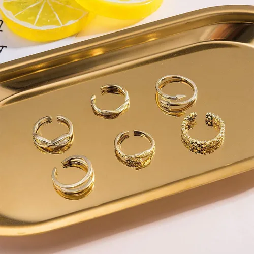 Vista 8 de Juego de 28 anillos apilables para nudillos para mujer, estilo bohemio, retro, gótico, punk, vintage, anillos dorados para hombres, anillos huecos