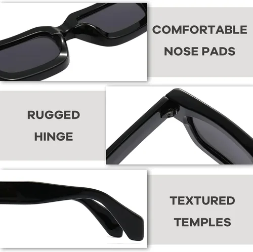 Vista 5 de SHEEN KELLY Gafas de sol cuadradas gruesas y retro, para mujeres y hombres, estilo vintage, rectangulares, oscuras, gafas de los años 90