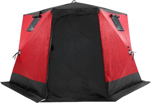 Vista 11 de VEVOR Portable Pop-Up Tent, 1-8 Person Insulated Shelter, Large Fishing Area, Hub-Style Shanty for Winter Fishing, Waterproof Oxford Ice Cube with