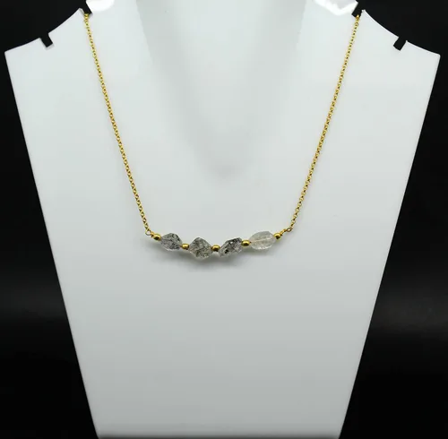 Vista 25 de Gempires Natural Raw Bar Crystals Pendant Necklace Handmade Jewelry 22 inch Adjustable Chain