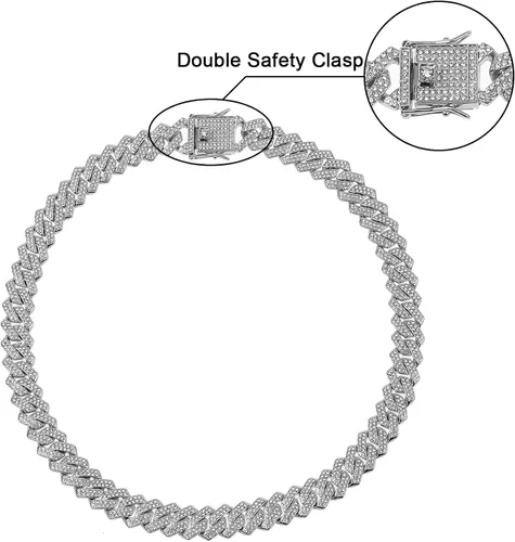 Vista 5 de Saintda Cadena de eslabones cubanos para hombre, diseño de Miami, cadena de diamantes brillantes, joyería de hip hop con caja de regalo para mujer