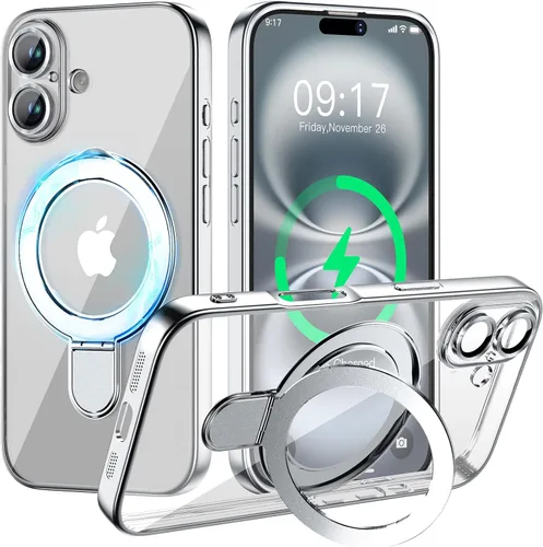 Vista 15 de Funda magnética para iPhone 14 Pro con soporte invisible [compatible con MagSafe] [protector completo de lente de cámara]