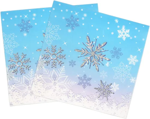 Vista 13 de Servilletas de Navidad – Servilletas desechables de papel rojo para fiesta de sombrero de Navidad, decoración de fiesta de copo de nieve de Navidad
