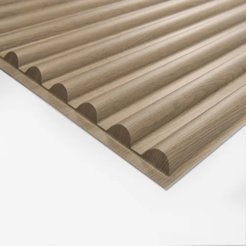 Vista 7 de Art3d 2x4 pies de baldosas de techo suspendido en nogal, diseño semi-cilíndrico de 12 hojas, paneles de pared 3D para decoración interior de pared