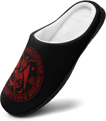 Vista 6 de Zodiac Baphomet - Pantuflas de algodón para hombre, de espuma viscoelástica, lavables, antideslizantes, para casa