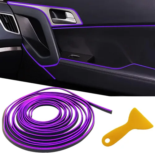 Vista 10 de Tiras decorativas para interior de automóvil, ajuste universal de 9.8 pies para puertas y tablero, decoración de electrochapado flexible, accesorios