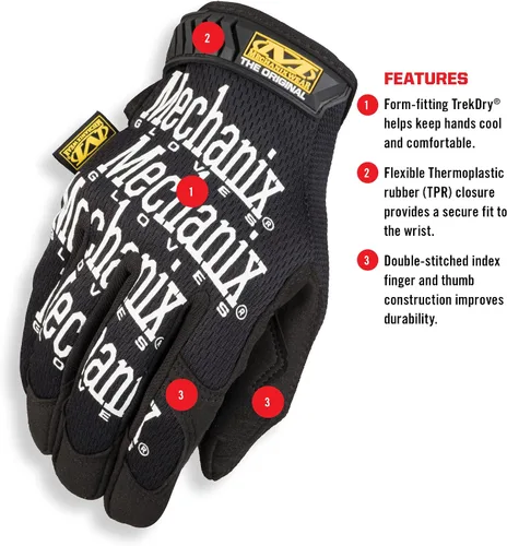 Vista 9 de Mechanix Wear Guantes de trabajo originales - Guantes de trabajo multiusos para exteriores - Ajuste seguro - Duraderos y lavables a máquina