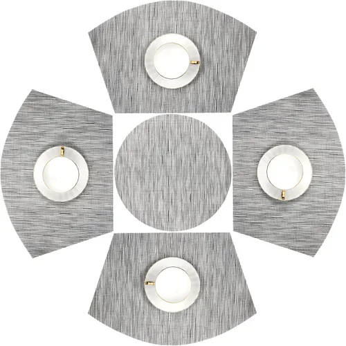 Vista 23 de SHACOS Juego de 5 manteles individuales pequeños en forma de cuña con centro de mesa, resistentes al calor, lavables (5, beige)