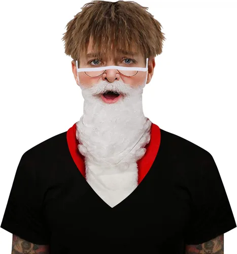 Vista 3 de GLUDEAR Máscara facial fea de Papá Noel, reutilizable, lavable, para el cuello, polaina para las orejas