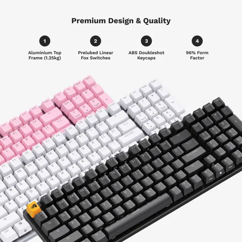Vista 4 de Glorious GMMK 2 - Teclado mecánico para juegos - Interruptores lineales estilo Cherry Mx Hotswap - Palabra clave con cable de tamaño completo