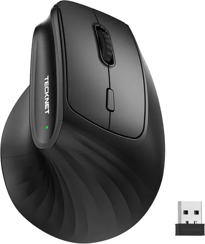 Vista 8 de TECKNET Vertical Ergonomic Wireless Bluetooth Mouse, Silent Rechargeable Bluetooth Mouse(BT 5.0/5.0+2.4G), 5-Level 4800 DPI, 200H Long