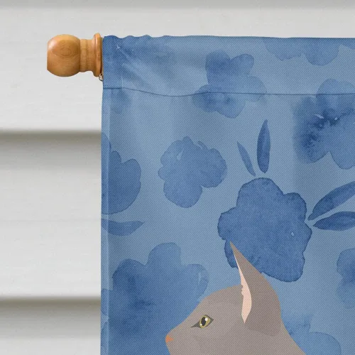Vista 3 de Caroline's Treasures CK4813CHF - Bandera de bienvenida con gato abisinio azul, manga grande, para porche, para colgar en la pared, poliéster
