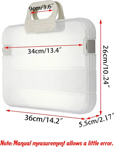 Vista 8 de Lemical Cajas de archivo transparentes de plástico portátil con mango A4 Cajas de archivo resistentes de gran capacidad Almacenamiento de papel