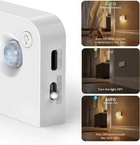 Vista 2 de L LOHAS LED Luz nocturna con sensor de movimiento, luces de escalera para Blanco
