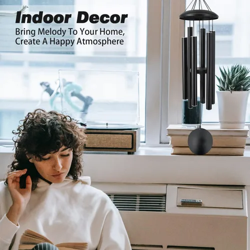 Vista 5 de ASTARIN Campanillas de viento conmemorativas para exteriores, 36 pulgadas con 6 tubos pesados, tono profundo para decoración colgante de jardín