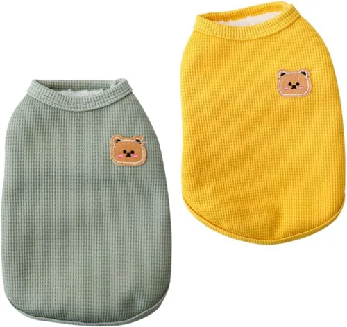 Vista 11 de Camisetas de algodón para perros y gatos - Chalecos sin mangas suaves, transpirables y elásticos para perros medianos y pequeños