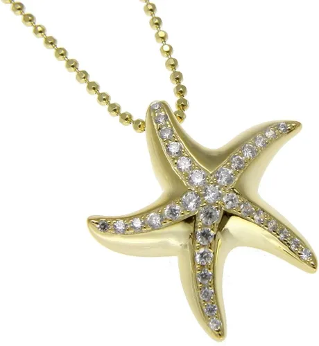 Vista 2 de Arthur's Jewelry 925 plata de ley maciza chapada en oro amarillo colgante de estrella de mar hawaiana cz, Plata esterlina Zirconia cúbica, Circonita
