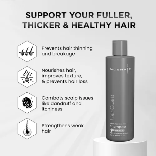 Vista 3 de MOEHAIR Champú Hair Guard Estimula los folículos pilosos Champú engrosador y voluminizador del cabello Infundido con aceite de argán, ginseng