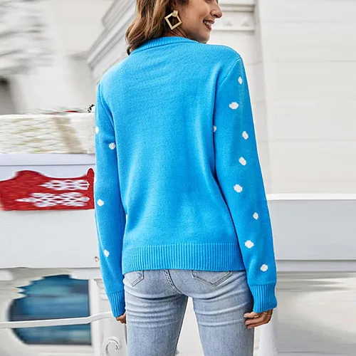 Vista 6 de Suéter de Navidad para mujer, diseño de Papá Noel, elegante, suave, estampado, ropa de otoño