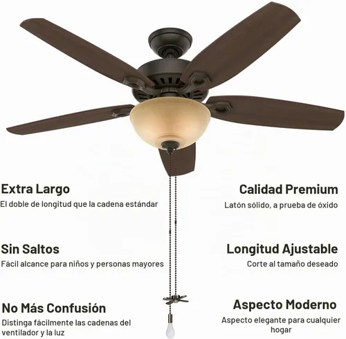 Vista 2 de SmoTecQ Extensor de cadena de ventilador de techo ultra largo, integrado con bombilla decorativa de vidrio esmerilado y cable de ventilador