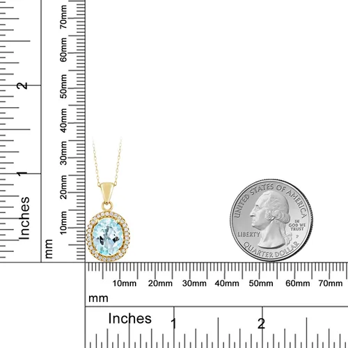 Vista 21 de Gem Stone King Collar con colgante de plata chapada en oro amarillo de 18 quilates de 0.433 x 0.354 in con piedra natal ovalada para mujer