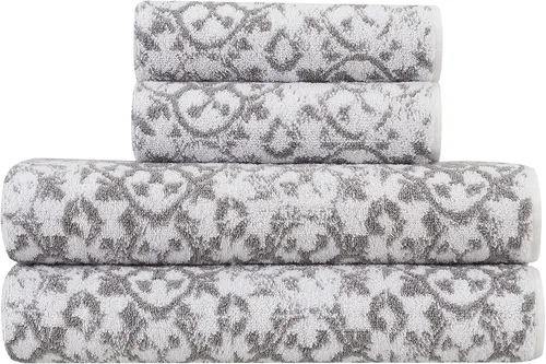 Vista 6 de Jessica Simpson Juego de 4 toallas de baño Aziza Decoración de baño premium Incluye 2 toallas de mano y 2 toallas de ducha 100% algodón