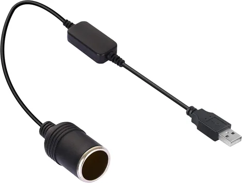 Vista 2 de USB A macho a 12 V encendedor de cigarrillos de coche, enchufe hembra convertidor de cable elevador para encendedores, grabadora de conducción