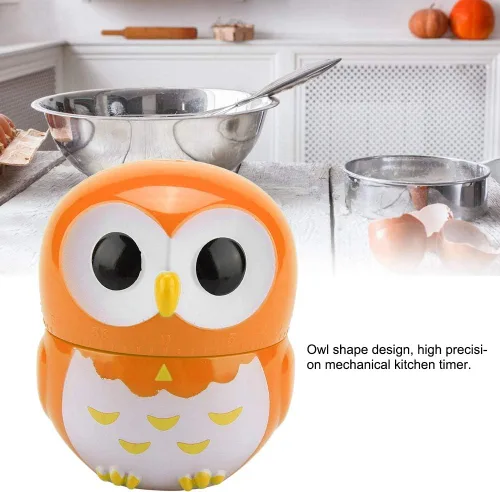 Vista 2 de Temporizador de cocina con forma de búho, temporizador de cocción manual, temporizador mecánico, reloj de contadores de cocina casera, reloj