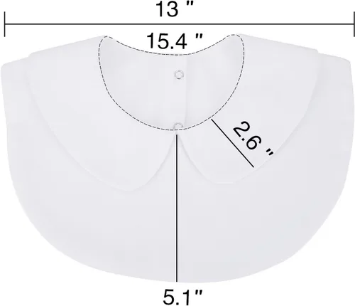 Vista 4 de Blulu cuello de camisa falso desmontable para mujer, M, Blanco