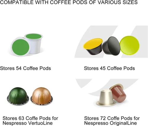 Vista 4 de Yosoo / Almacenamiento de cápsulas de café - Soporte montado en el mostrador, almacena hasta 54/72 cápsulas (negro)