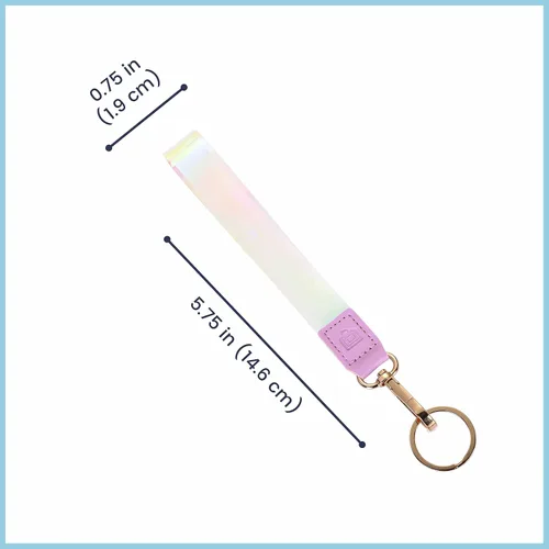 Vista 3 de Cordón de muñeca para llaves/correa de muñeca para USB, cartera pequeña y teléfono/llavero con cierre/llavero holográfico, Lila