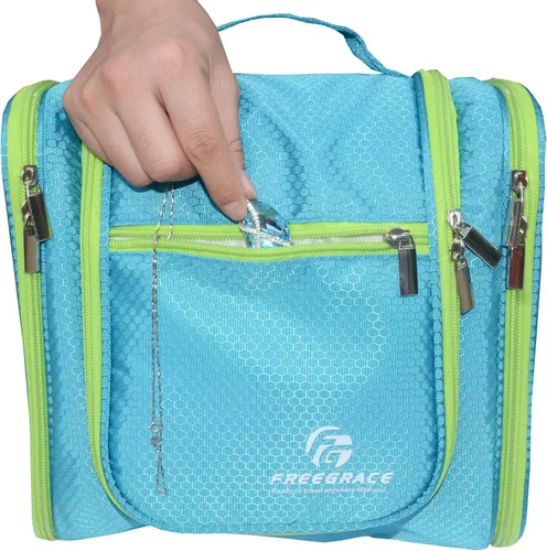 Vista 4 de Freegrace bolso para baño premium - organizador para viajes - gancho para colgar duradero - perfecto para accesorios, cosméticos, artículos