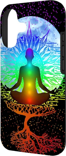 Vista 2 de Funda para iPhone 17 con diseño de árbol de la vida con diseño de luna y meditación