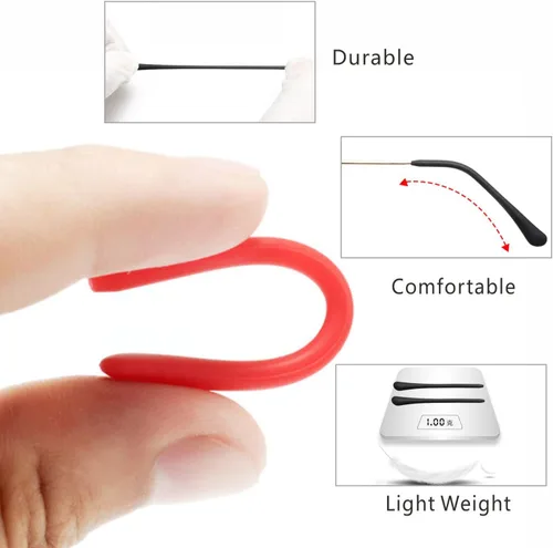 Vista 3 de KECHIO Puntas de silicona antideslizantes para lentes de oreja, reemplazo de tubo para patas de gafas de metal fino, 3 negro/2 marrón
