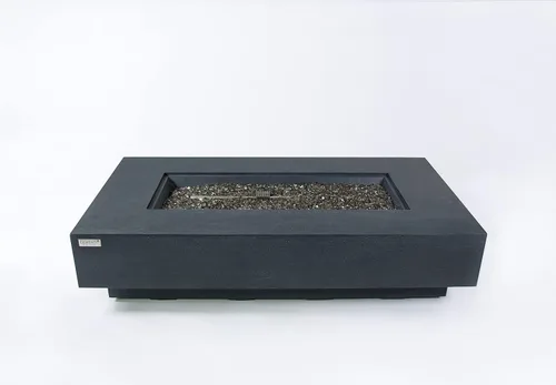Vista 3 de AMS Chimenea Elementi Plus Positano Mesa rectangular de gas propano de hormigón gris oscuro Gris oscuro (Positano)