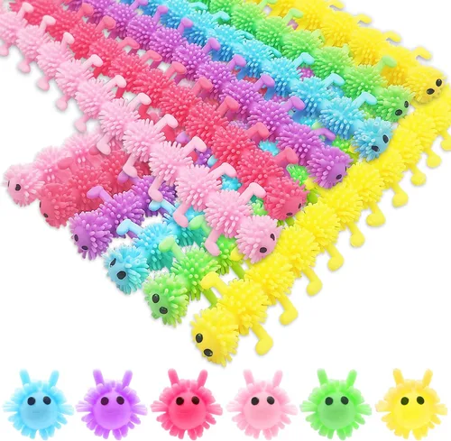 Vista 8 de 18 piezas de juguetes de cuerda elástica, juguete sensorial de alpaca, fideos para apretar para niños, niñas, adultos, regalos de fiesta