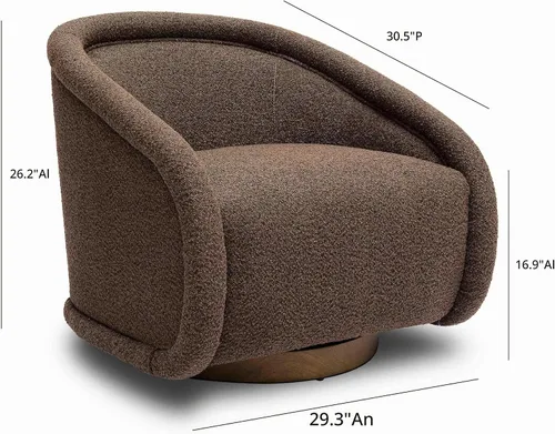 Vista 3 de TOV Furniture Rory - Silla giratoria Boucle marrón chocolate
