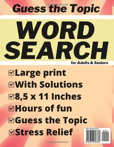 Vista 2 de Guess the Topic Word Search for Adults & Seniors Large Print Enjoy Mind-Stimulating Puzzles Relaxing Activity and Perfect Gift